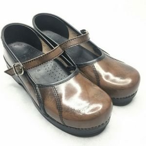 Dansko Brown Distressed Mary Jane Style Clog
